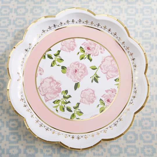 9&#x22; Pink Tea Time Whimsy Premium Paper Plates, 16ct.